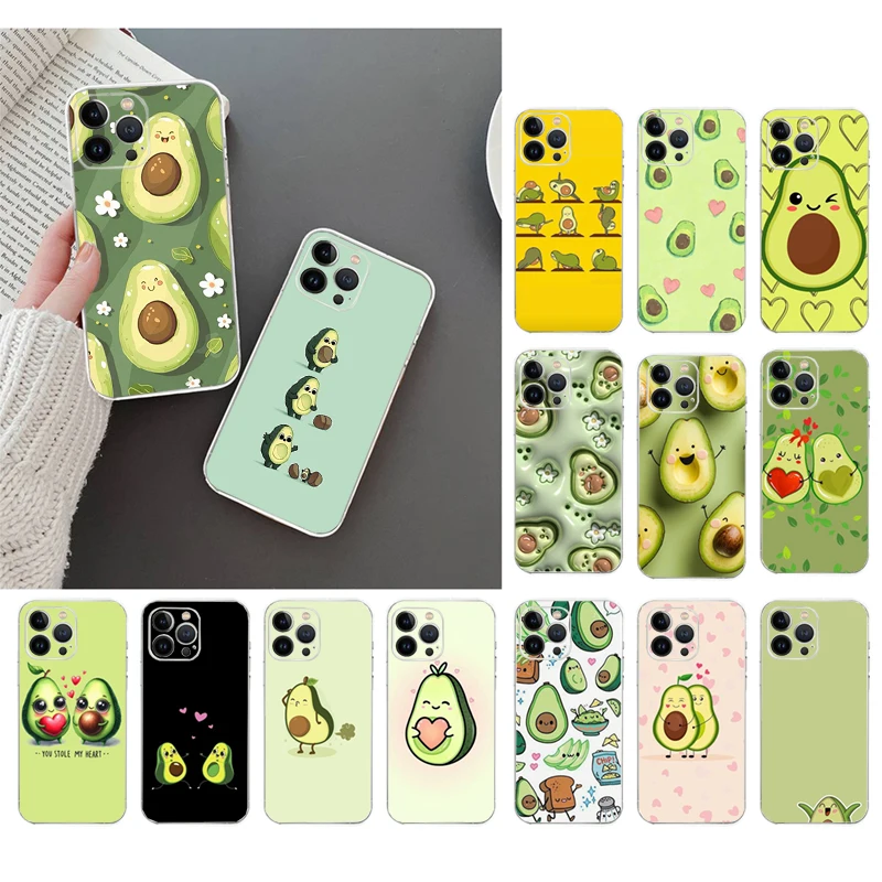 

Cartoon Avocado Phone Case For iPhone 16 15 14 13 12 11 Pro Max Plus Mini