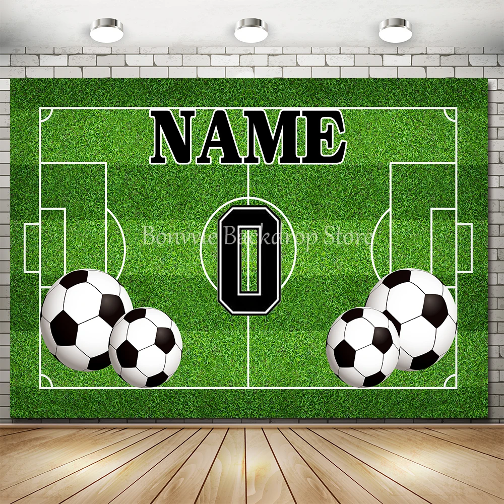 

Football Birthday Party Backdrop Customize Name Photo Booth Background Boy Birthday Soccer Field Sport Poster Baby Shower Banner