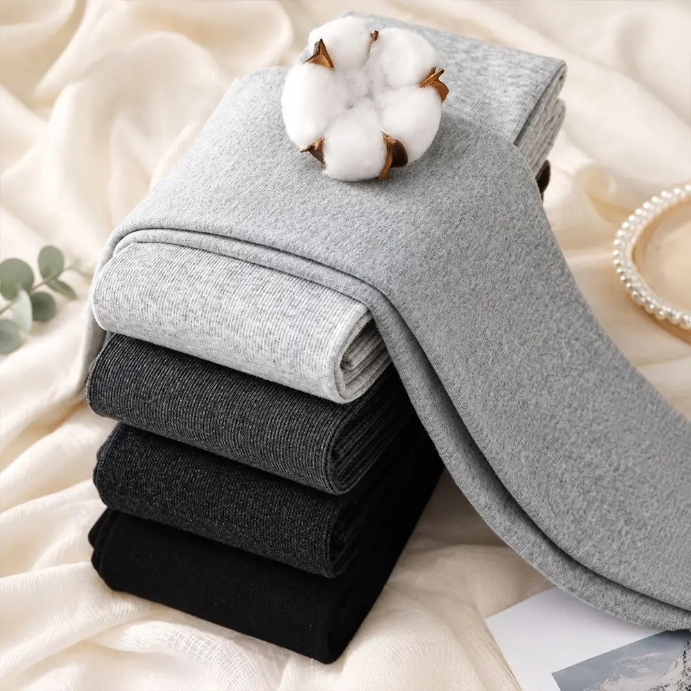Elastic Vertical Stripe Leggings High Waist Thickened Winter Leggings Keep Warm Solid Color Slimming Yoga Pants Autumn Winter