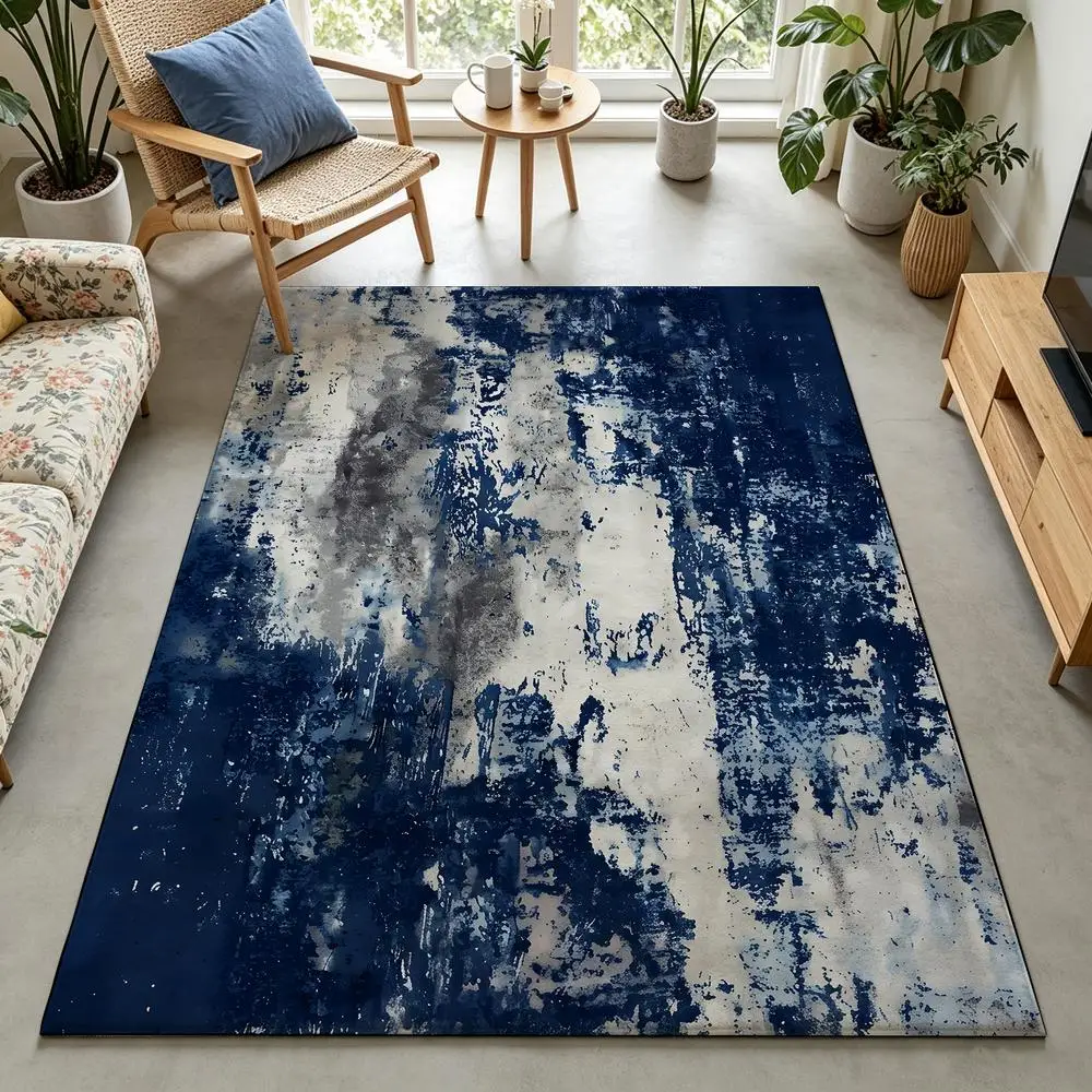 2D 1 Piece Soft, Easy to Maintain, Machine Washable Indoor Rug, Rustic Style Home Decor, Abstract Texture Rug Suitable for Under Dining Table, Living Room, Bedroom, Hallway, Entryway, Foyer, Balcony