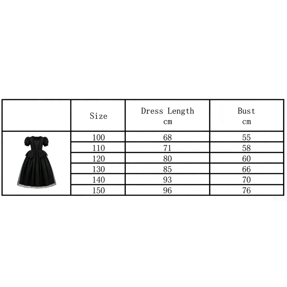 Schwarzes Hexen-Cosplay-Kleid für Mädchen, Kinder-Halloween-Kostüm, Böse-Königin-Verkleidung, Dunkles Thema, Geburtstags-Rollenspiel-Partykleid – Detail 1