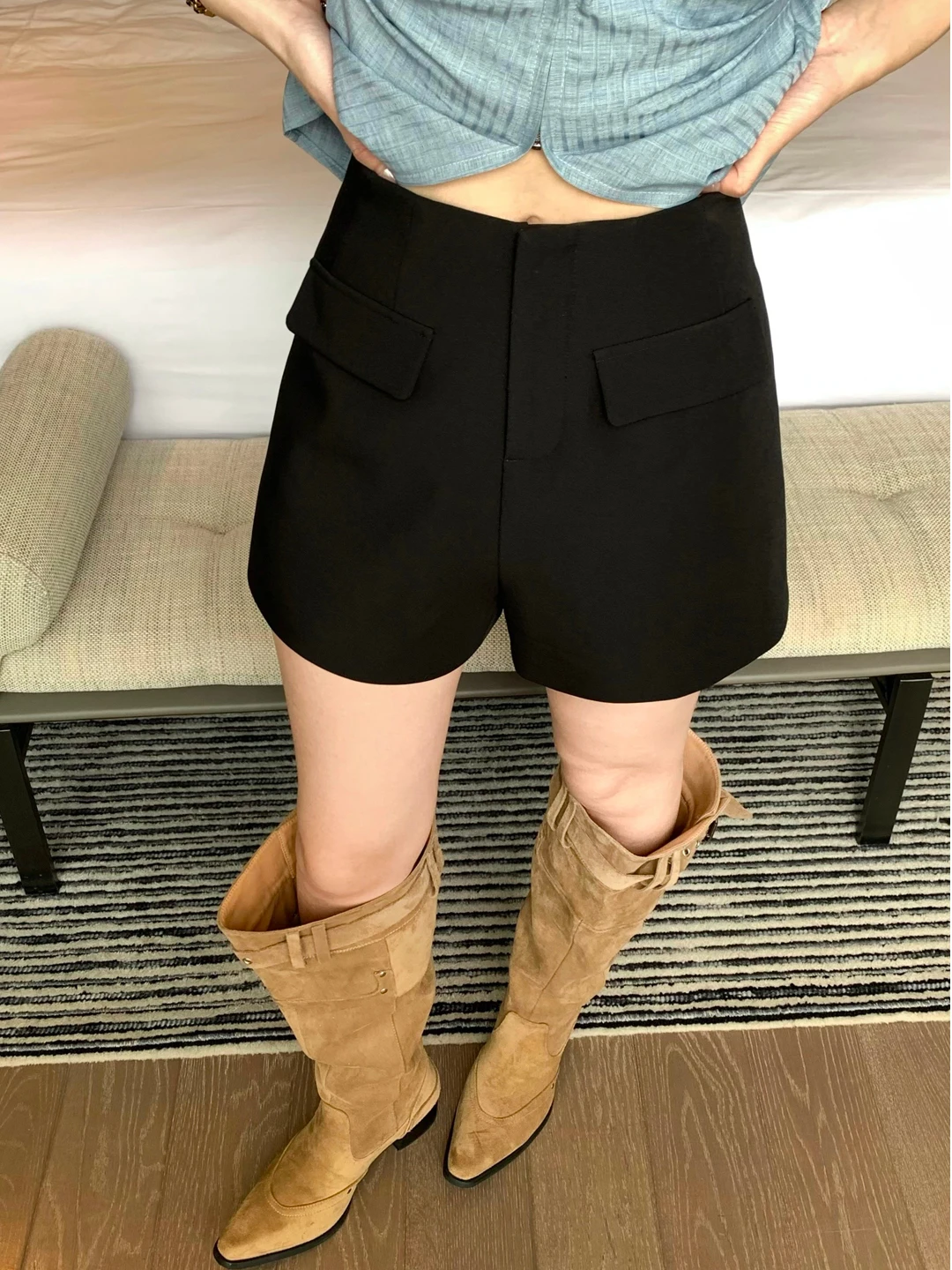 

Новые женские шорты Sweet And Spicy 2026: весенняя коллекция, высокая талия, широкие штанины, универсальная модель для стройности, из полиэстера