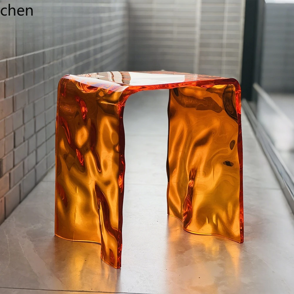 CZ Acrylic Shoe Changing Chair Transparent Bathroom Stool Wave Pattern Internet Celebrity Ins Vanity Stool