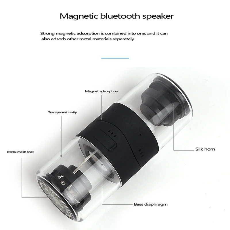 Portable Bluetooth True Wireless Speakers With Magnetic Connectable Base Transparent Bluetooth Speaker With LED Light