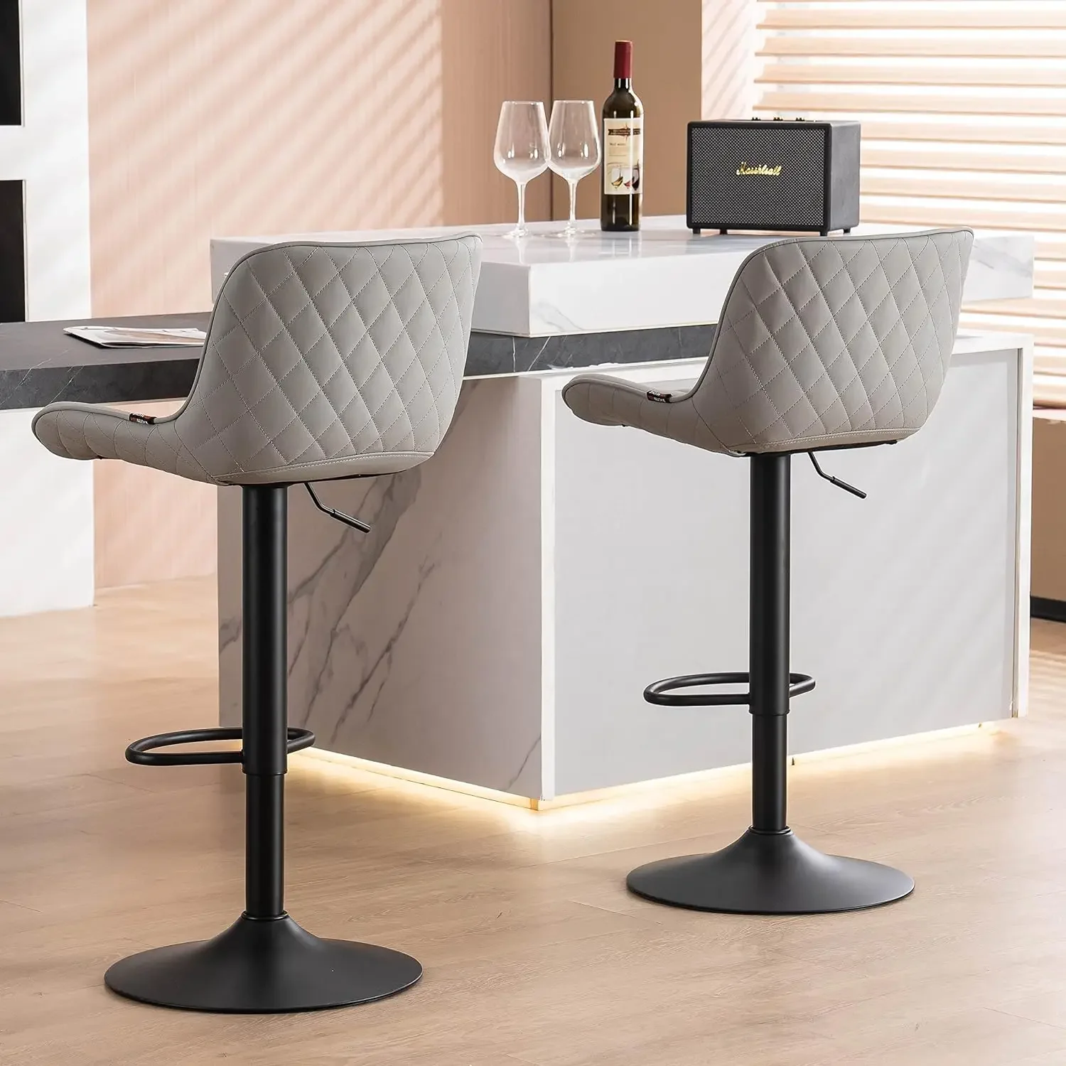 

Upholstered bar stools counter height modern adjustable rotating bar chairs