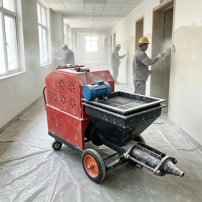 Air Compressed Sand Cement Sprayer Versatile Automatic Plaster Machine Customized Outlet Fitting for House Protection Work