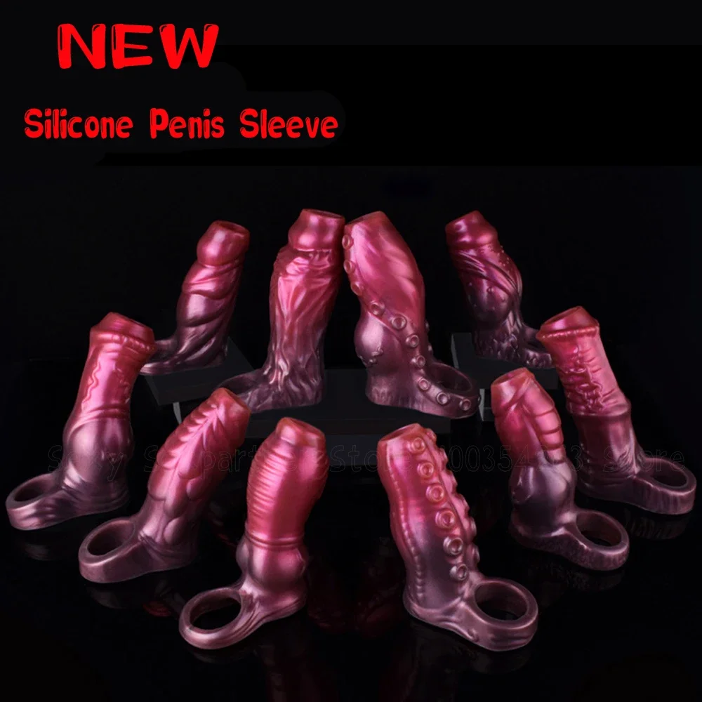 Soft Silicone Penis Sleeve Size S M LSex Toys For Men Fantasy Dildo Sheath With Anti-drop Ring Male Masturbator Cock Enlargement