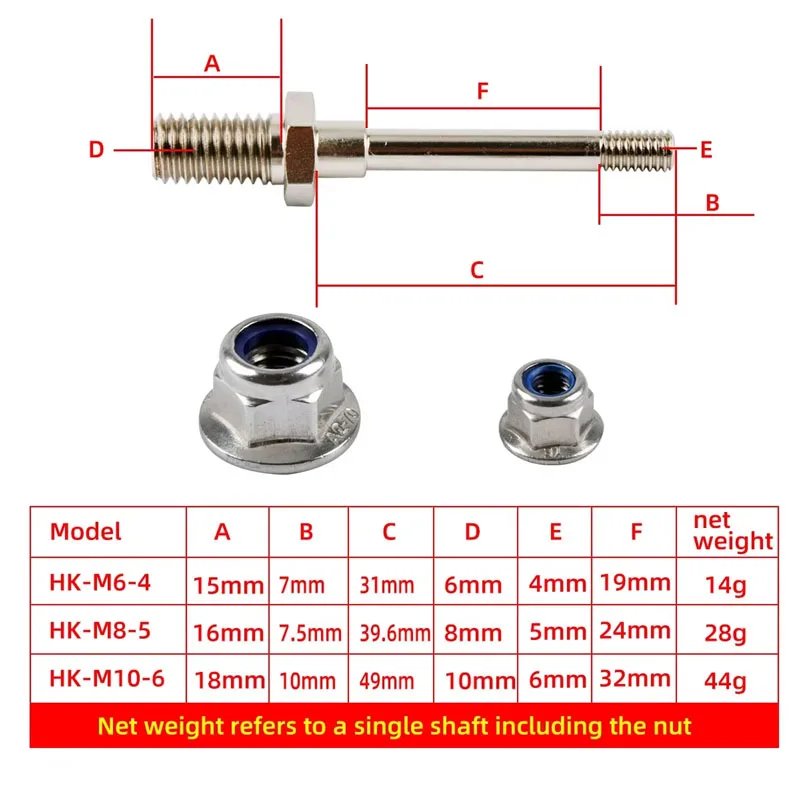 5Set Steel Wheel Axle Shaft With Lock Nuts 4/5/6mm Shaft Dia M6/M8/M10 Thread RC Plane Landing Gear Spare Parts