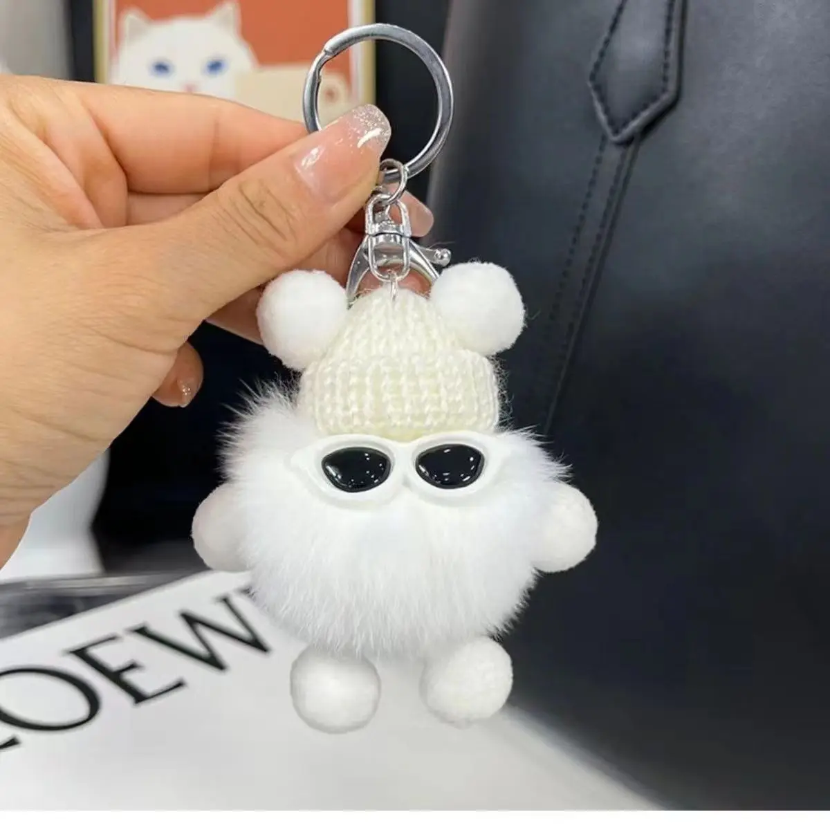 Cute Otter Rabbit Fur Small Coal Ball Bag Pendant Backpack Doll Hanging Decoration Cartoon Doll Car Key Hanging Decoration