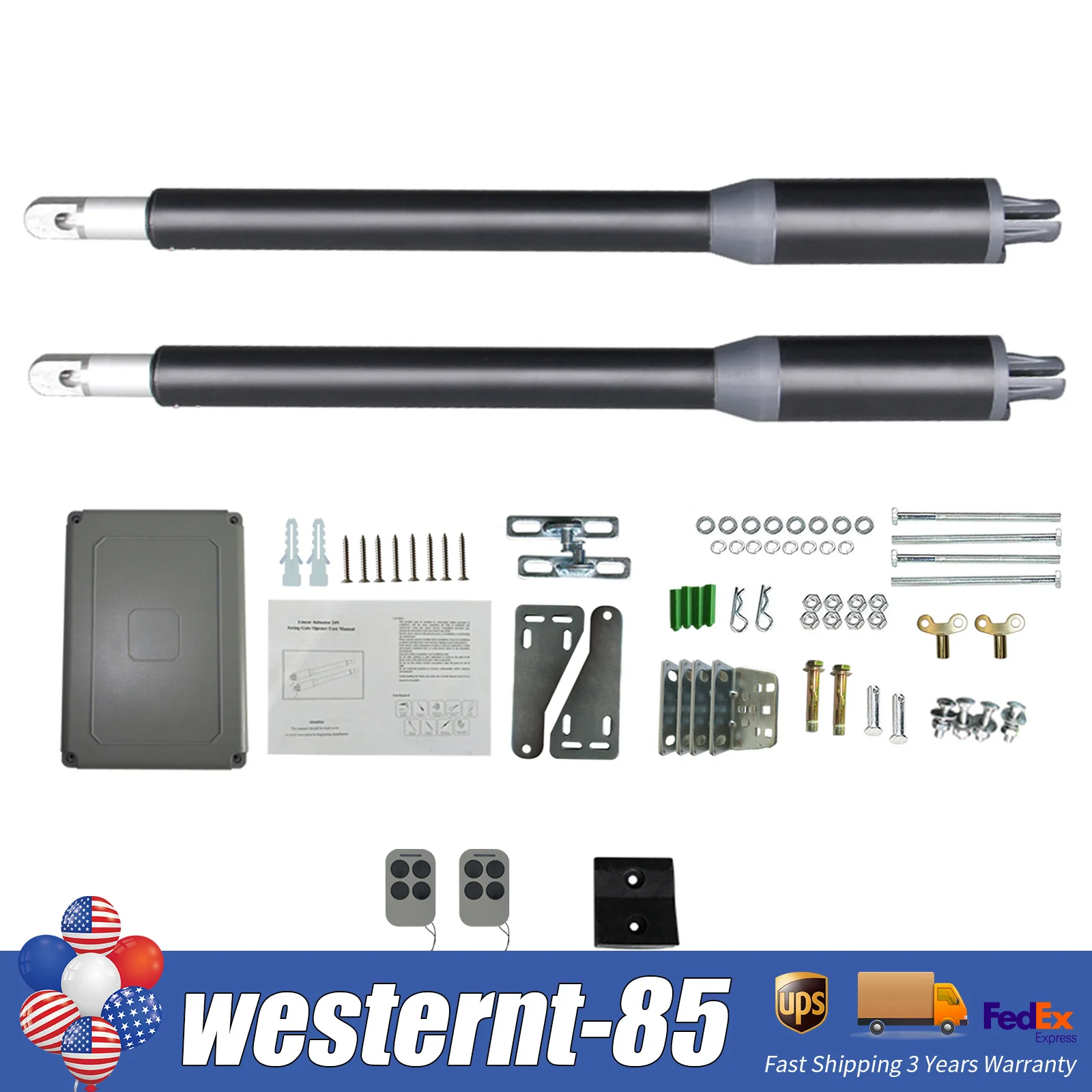 

250rpm 40W Heavy Duty Automatic Driveway Gate Operator,Automatic Gate Opener W/ Remote Complete Kit, Up To 330lb Per Arm