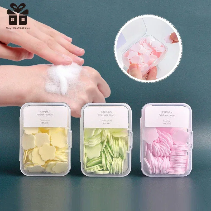 Portable Mini Strawberry Paper Soap Disposable Hand Washing Scented Soap Papers Hand Care Cleaning Soaps Bath Travel Supplies