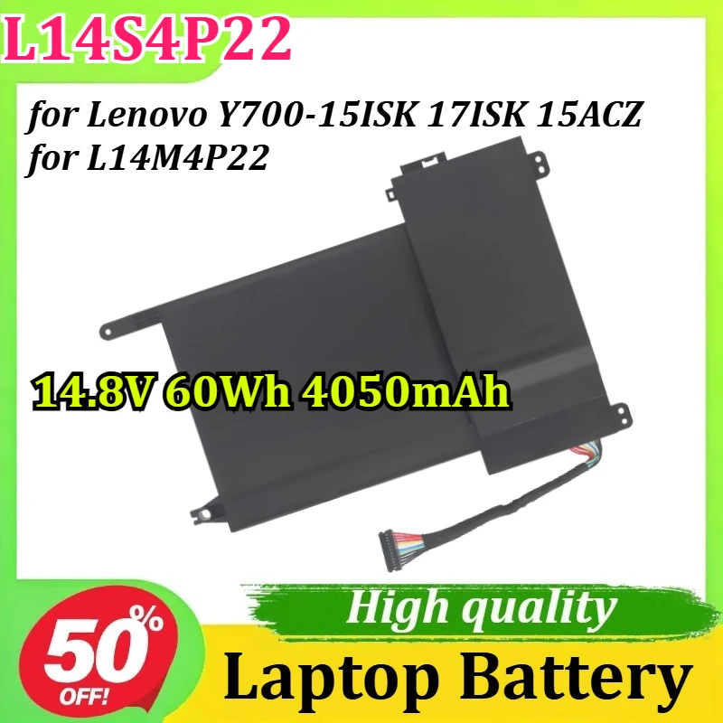 

Новая аккумуляторная батарея L14S4P22 14.8V 60Wh 4050mAh повышенной емкости для ноутбуков Lenovo Y700-15ISK, 17ISK, 15ACZ (замена L14M4P22)