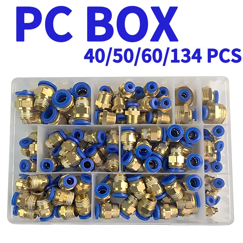 Boxed PC Air Joint Connectors Pneumatic Fittings Quick Connectors with 1/4 1/8 Male Thread for Air Connections PC4-M5 PC6-01