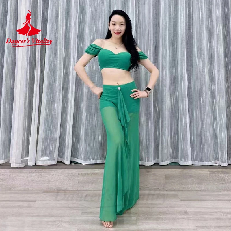 Belly Dancer Costume Set Women Yarn Short Sleeves Top+long Skirt 2pcs Oriental Practice Clothes Adult Child Bellydance Outfit