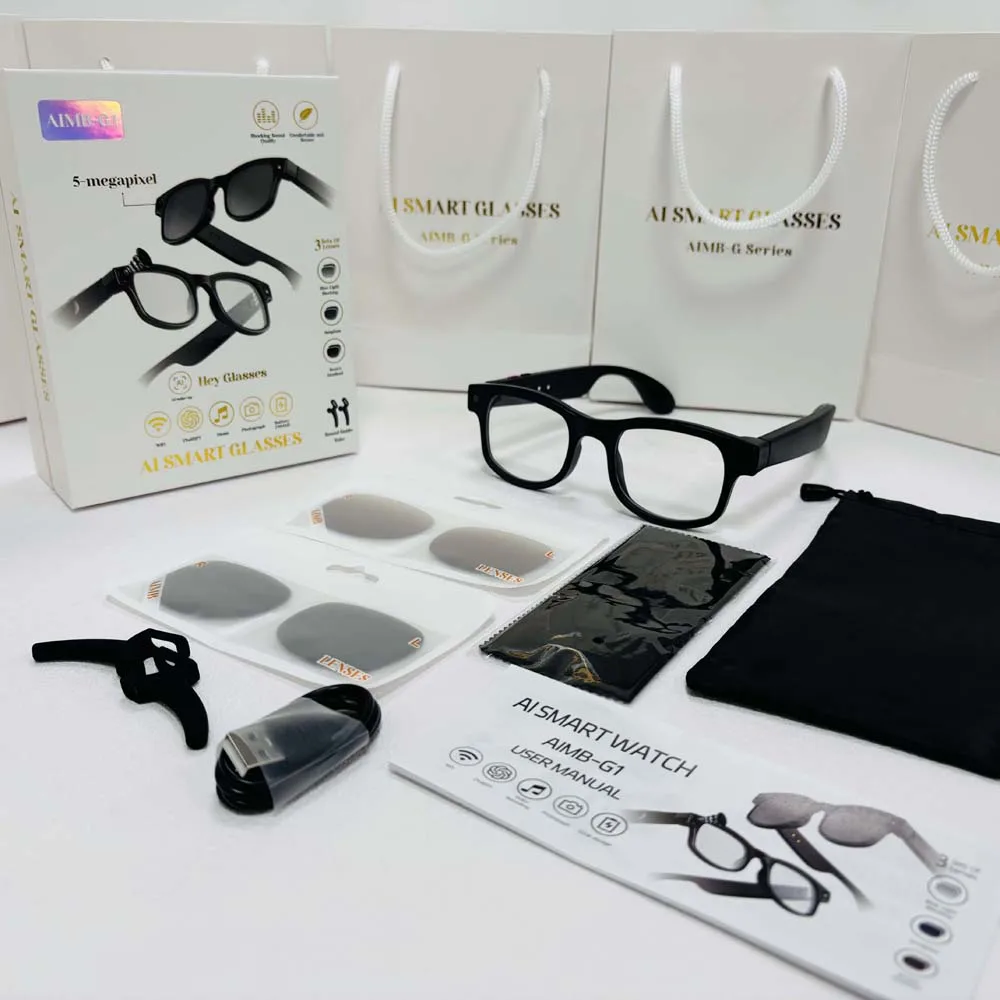 G1 Smart Glasses AI Translator Antil-Blue Intelligent Eye Glasses BT Audio 5MP Camera Video Voice Assistant Smart Sunglasses