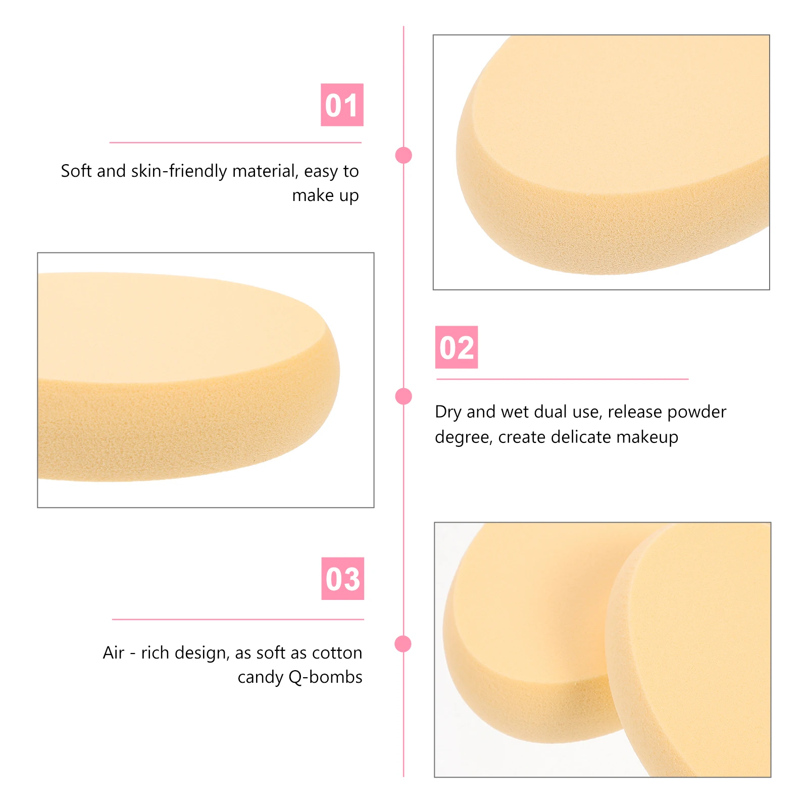 

6pcs Oval Powder Puff Hydrophilic Travel Sponges Compact Lightweight Comfortable Grip Save Powder