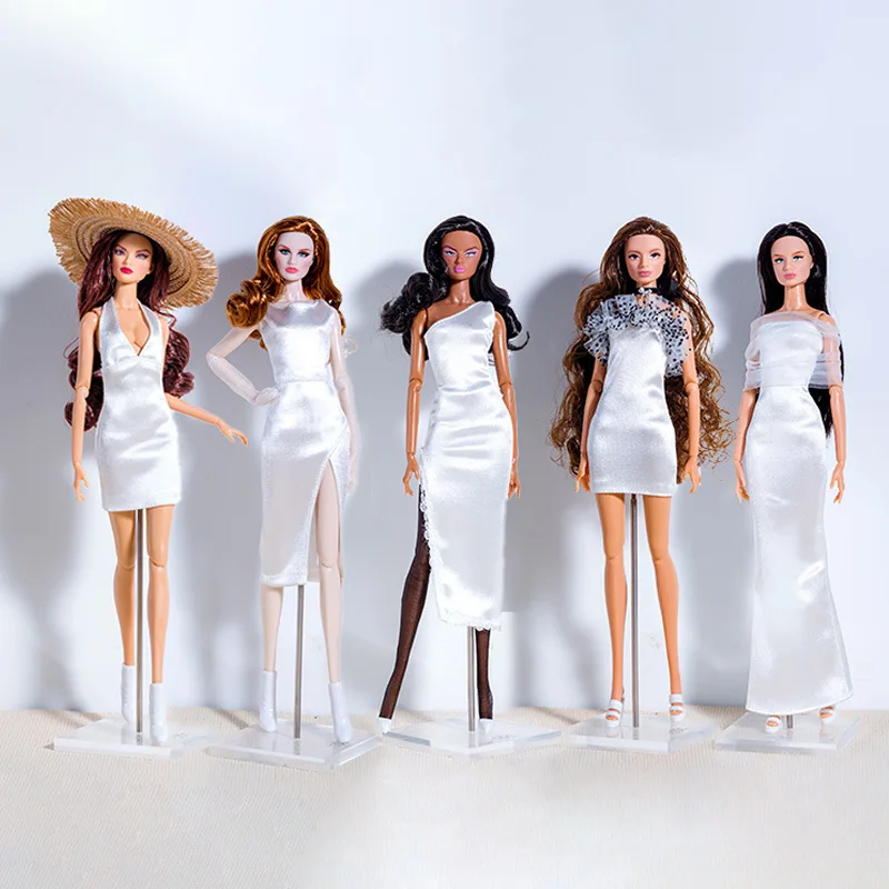 1/6 Supermodel Doll Clothing First Love Girl Purity White Simple Little White Dress Set Evening Party Dress Up For 30cm Doll