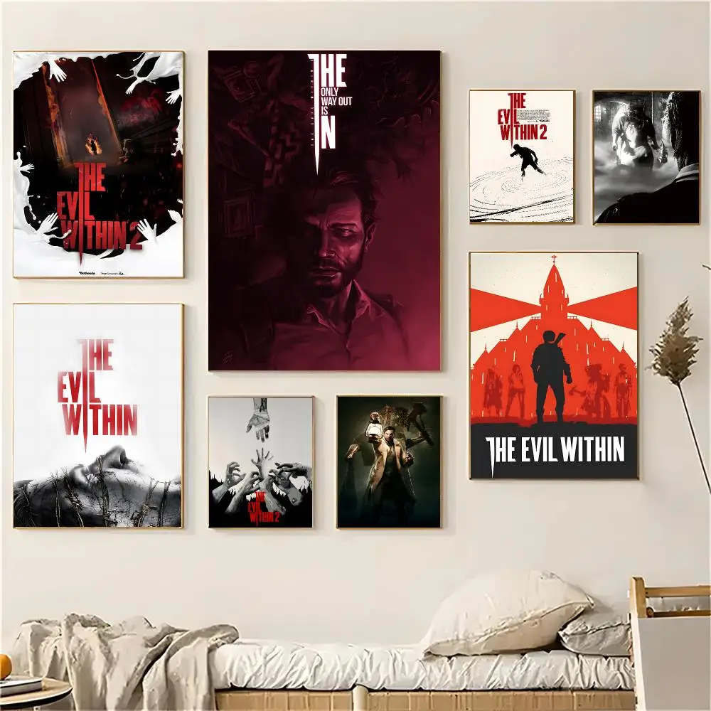 Game T-The Evil Within Poster Self-adhesive Decal Living Room Bedroom Party Bar Decor Moisture-proof Fade-resistant
