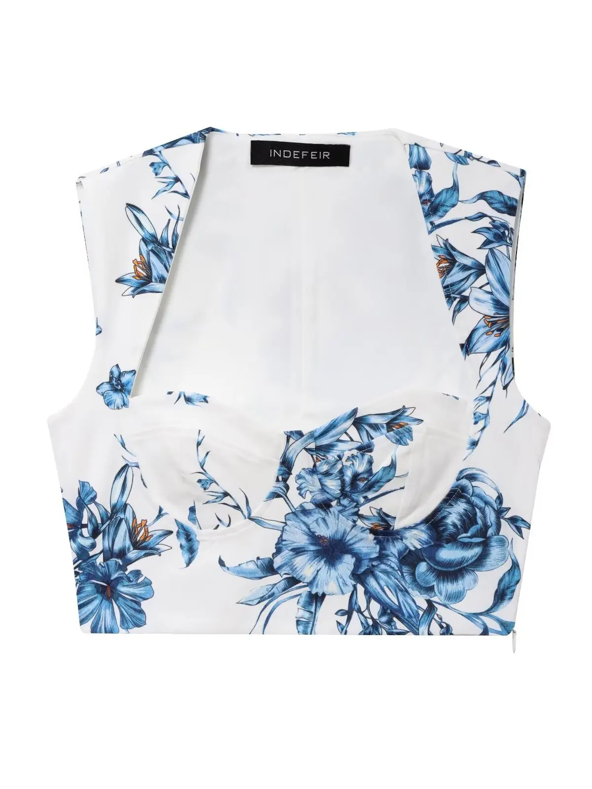 봄 신상 여성 프린트 하트 칼라 민소매 탑 하프 스커트 A라인 하이웨이스트 프렌치 스타일 스탠다드 에디션