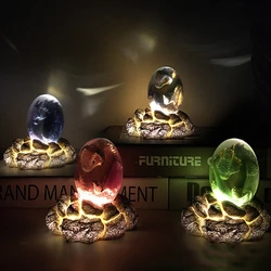 Lava Dinosaur Egg Figurines Glowing Lava Dragon Egg Resin Sculpture Desktop Ornaments Home Office Decoration Souvenir Collection