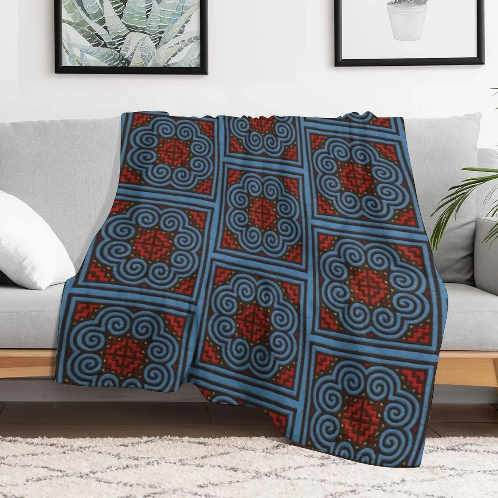 Hmong Elephant Foot Pattern Throw Blanket Personalized Gift Soft Plush Plaid halloween Sofa Quilt Blankets
