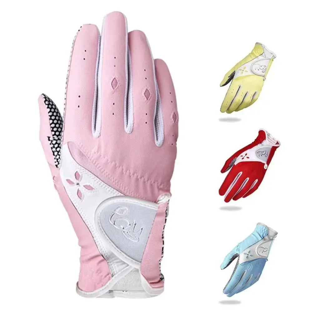 

Breathable Women's Golf Gloves Comfortable Anti-Slip Particles PU Leather Golf Mittens Wear Resistant Durable