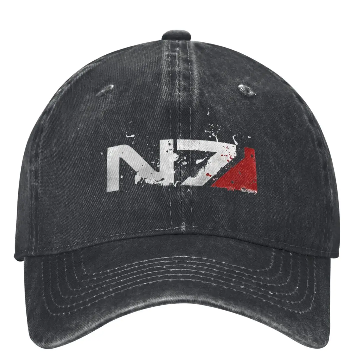 Mass Effect Distressed N7 Baseball Cap Video Game Vintage Women Men Hip Hop Hats Sun-Proof Running Hippie Baseball Caps Gift