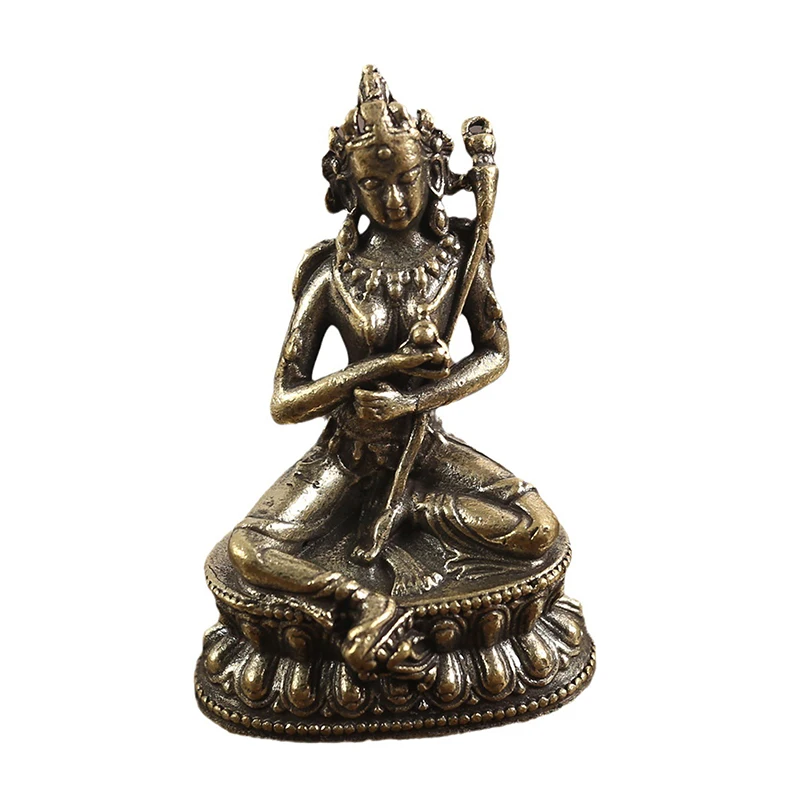 Estatua de Buda Tara verde tibetano chino, estatua de Buda de cobre antiguo, figuritas de decoración de latón Retro para el hogar, sala de estar y oficina