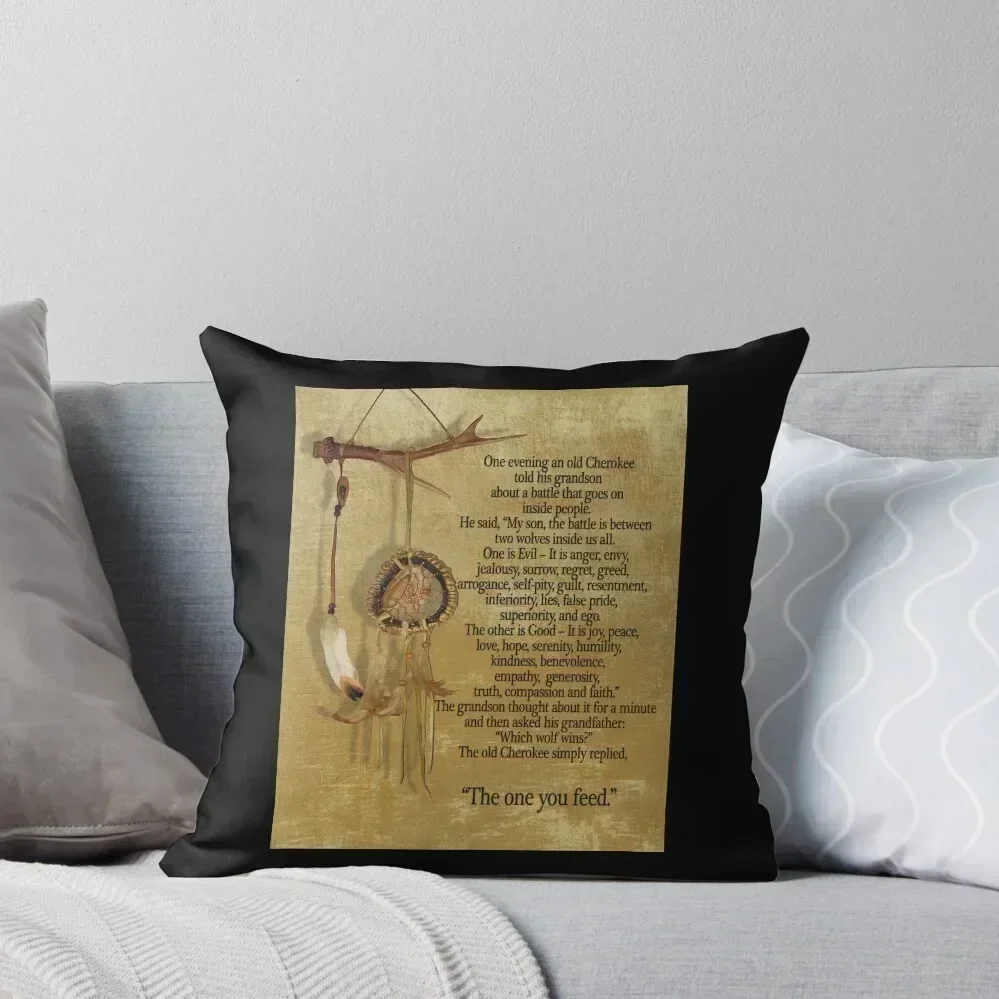 

The Two wolves, Cherokee proverb Throw Pillow pillows decor home Decorative Sofa Cushion Decorative Cushion Cover pillow