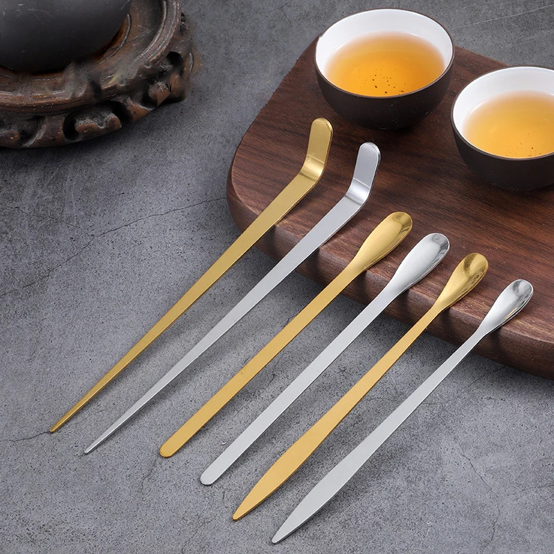 5Pcs Stainless Steel Tea Sticks Matching with Japanese Traditional Matcha Scoop Teaware for Tea Ceremony Kitchen Tool Leaf Tea S