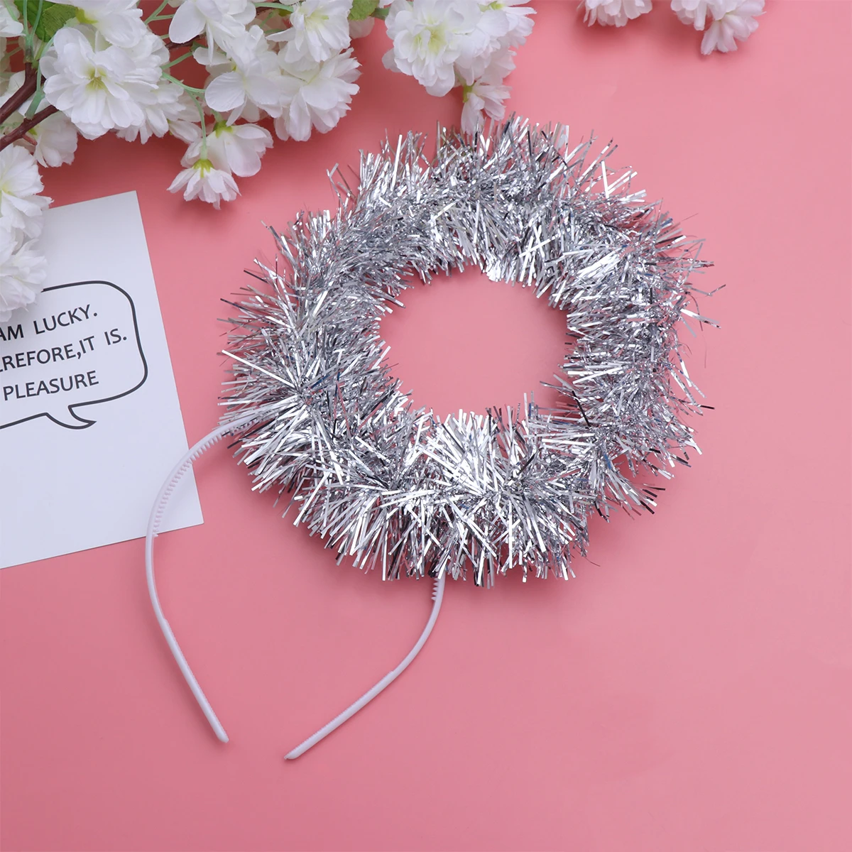 

2Pcs Angel Headb Glitter Hair Hoop Headwear Silver Cosplay Party Costume Christmas Accessories Non Fading Fits Adults Children