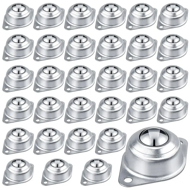 M12K-30Pcs Roller Ball Transfer Bearing, 1/2Inch Carbon Steel Ball Casters, Mounted Round Ball Transfer Unit For Conveyor