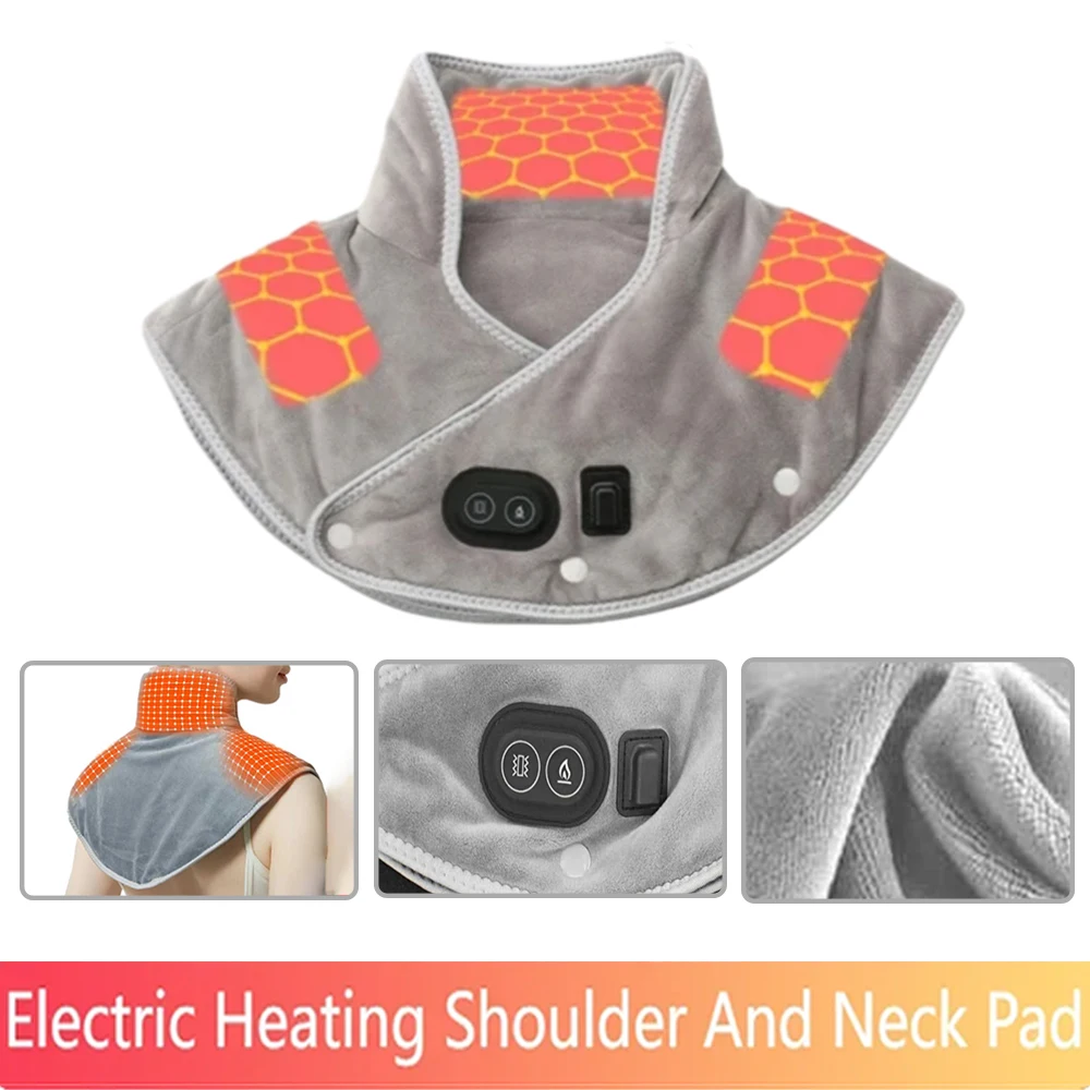 Electric Heating Shoulder Neck Pad Massager Three Gear Hot Compress Cervical Shawl Warmer USB for Shoulder Neck Back Relax Brace