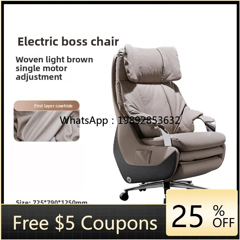

1YFY Genuine Leather Electric Smart Executive Chair Luxury Business Reclining Office Chair Ventilated Heated Executive Chair