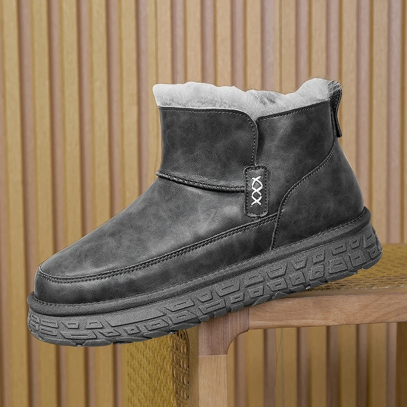 

Мужские зимние ботинки 2025 года, на подкладке из искусственного меха и противоскользящие, на массивной подошве для Хануки и повседневных городских прогулок