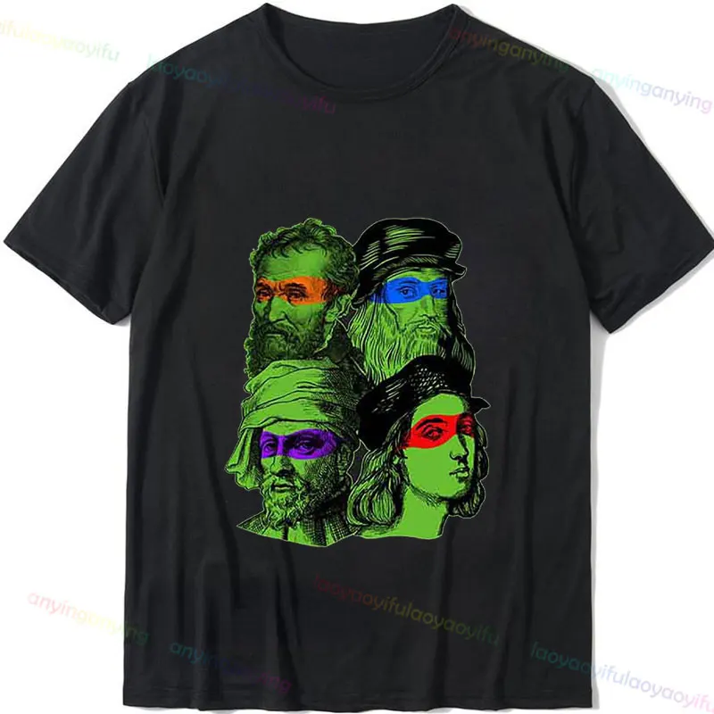 Funny Renaissance Ninja Painters Premium Pure Cotton T-Shirt Men’s Short Sleeve Printing Graphic Tee Casual Wear Streetwear