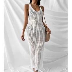 Robe de plage au crochet pour femmes, cover-up pour les maillots de bain, tunique sexy pour les bikinis, vêtements de plage, tendance 2024