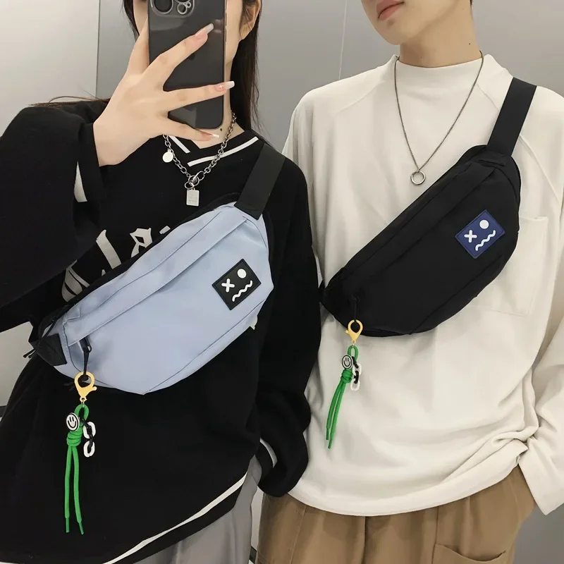 New Japanese Simple Men's Breast Bag Trendy Personalized Couple Satchel Sports Versatile Back Messenger Bag Fanny Pack