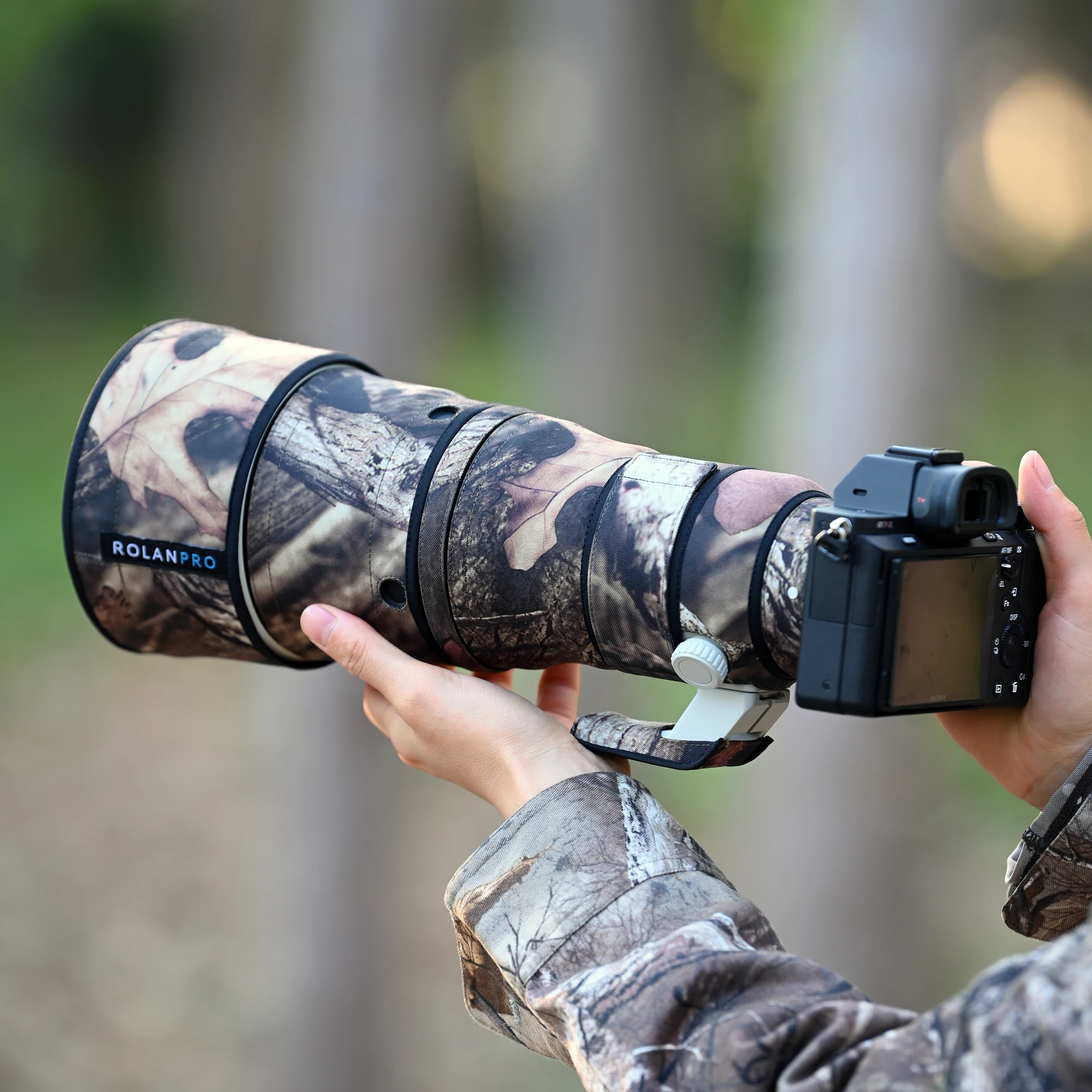 ROLANPRO Wasserdichter Objektivschutz für Sony FE 600mm F6.3 GM OSS Camo Regenschutz Schutzhülle SEL600F63GM Etui 600F6.3GM Stoff – Detail 4