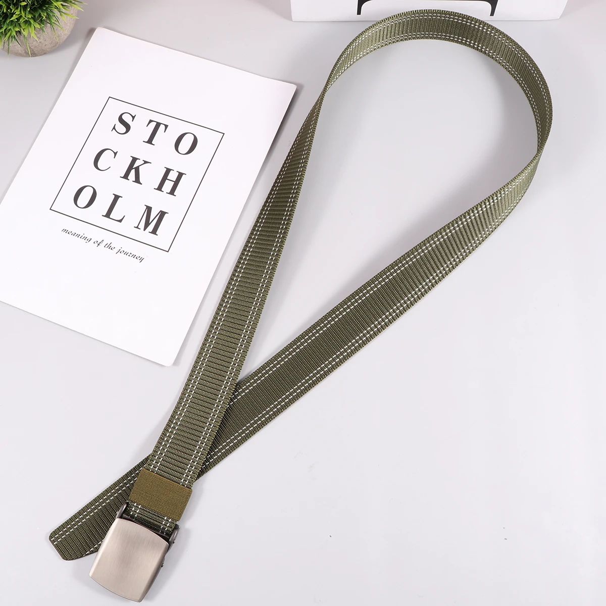 

Canvas Belt For Men Waist Band Adjustable Plastic Buckle Lightweight Wear Resistant Nylon Outdoor Training Belt Green Durable