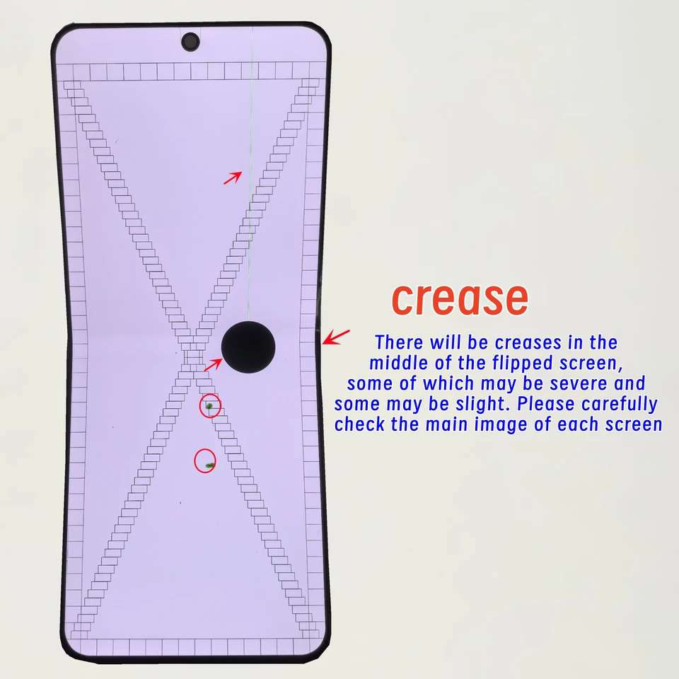 Para Samsung Z Flip5 F731 F731B F731U F731W, pantalla LCD Super AMOLED, componentes de reemplazo para Z Flip 5, líneas de puntos negros 5