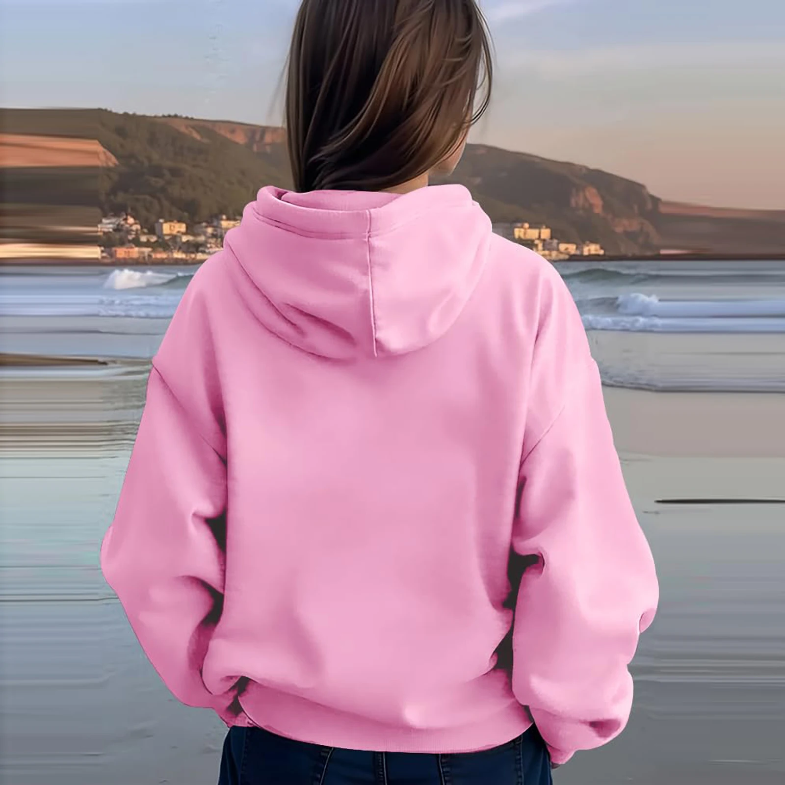 Tops para mujer, moda informal, manga larga, cuello redondo, Sudadera con capucha, Jersey, Top con bolsillos, sudaderas con capucha, ropa de invierno para mujer