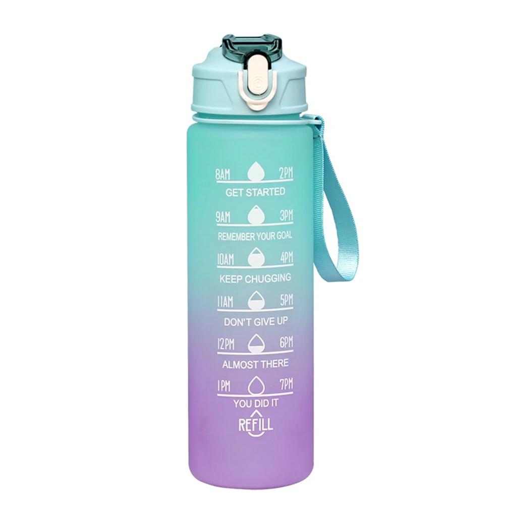 30oz Water Bottle With Straw And Time Markings Leak Proof Sealed Sport Water Storage Container Lightweight Water Jug for Cycling