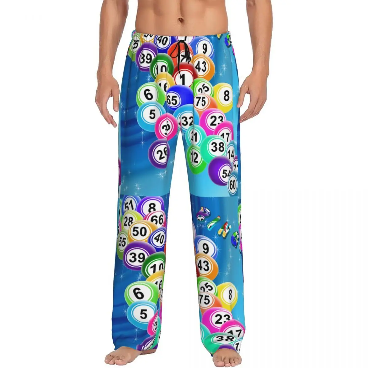 

Custom Bingo Balls Pajama Pants Men's Paper Game Sleepwear Lounge Sleep Bottoms Stretch with Pockets