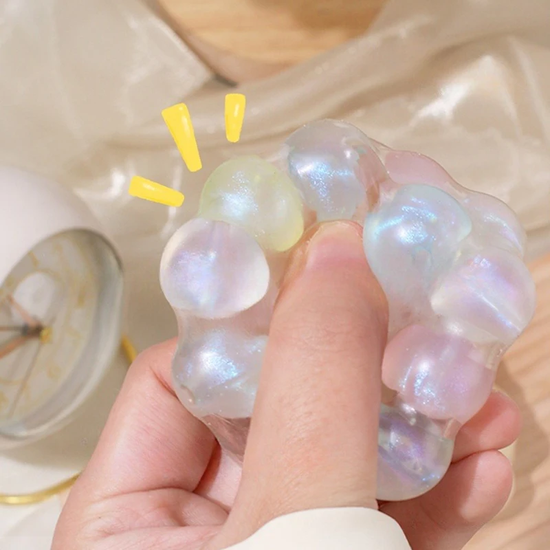 Stress Relief Squeeze Pearl Balls Stress Ball Toy Glazed Beads Vent Ball Pearl Balls Party Kids Fidgeting Girl Baby Toy