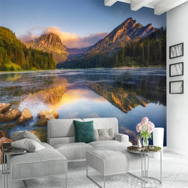 

Custom Forest Mountain Sunrise Natural Scenery 3D Photo Wall Paper Furniture Decor Mural Wallpaper Self Adhesive Contact Paper