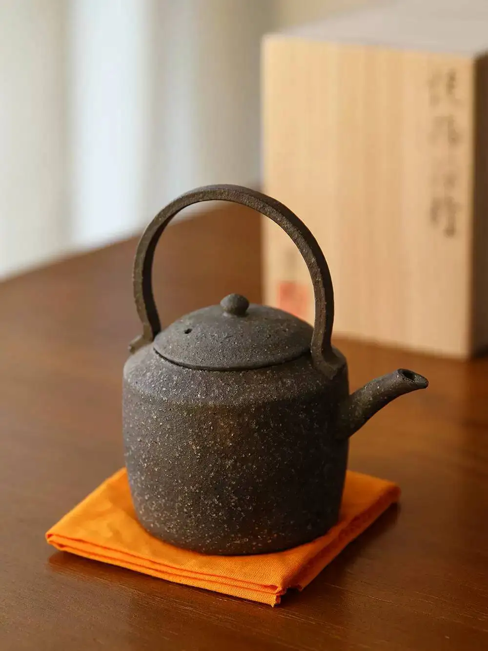 In Stock: Japanese Imported Tsubaki-Yaki Handmade By Junshi Miyata, Wabi-Sabi Style Vintage Pottery Teapot
