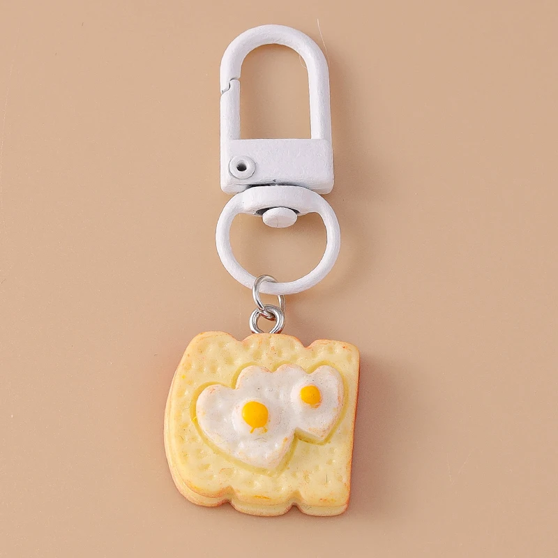Cute Resin Simulation Food Keychain Bread Sandwich Key Ring Pendant for Key Holder Women Girls Handbag Decor Jewelry Gift