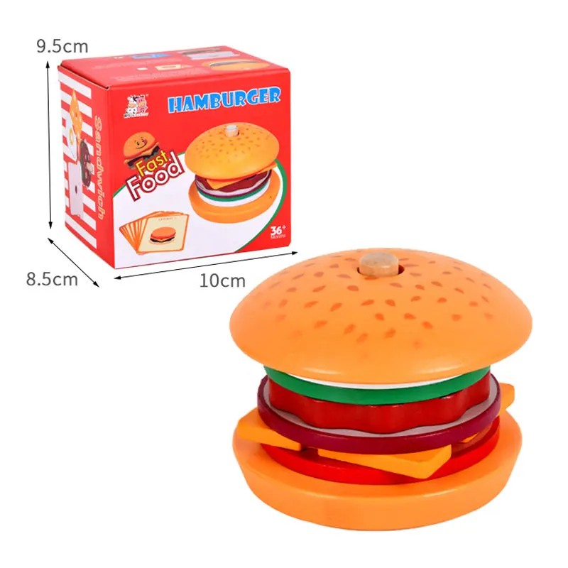 Houten Simulatie Hamburger Kinderen Speelgoed Montessori Educatief Leren Kleur Vorm Matching Bordspel Speelgoed Voor 3-6 Jarigen