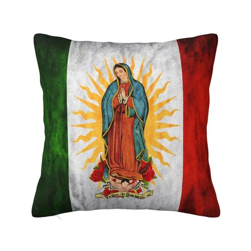 Custom Modern Our Lady Virgin Mary Of Guadalupe Mexico Cushion Cover Velvet Pillow Case